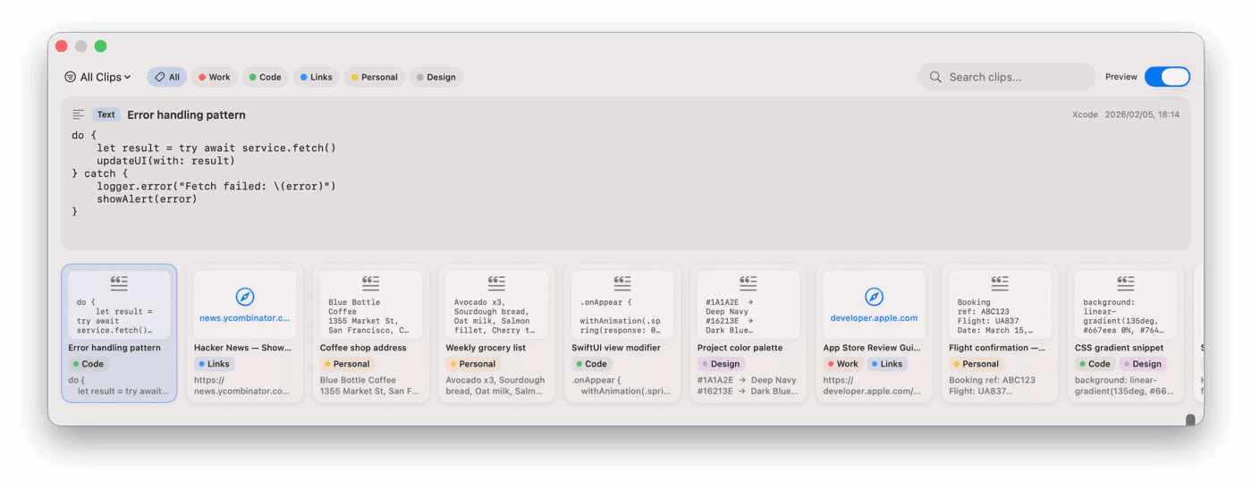 Kopipe - タイムライン形式でクリップボード履歴を一覧表示