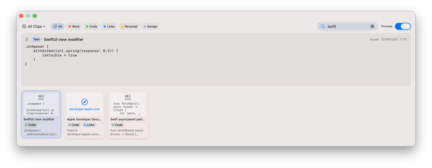 Kopipe 検索機能のスクリーンショット